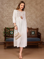 Embroidered Flared Rayon Kurta, Multicolor - Hiral Fashion | Grocsy