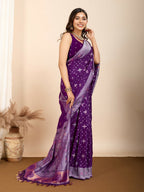 Purple Soft Silk Woven Meenakari Designer Saree - Vedanti | Grocsy