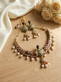 Jewel City Multicolor Royal Peacock Meenakari Kundan Necklace Set With Pearl Drops | Grocsy