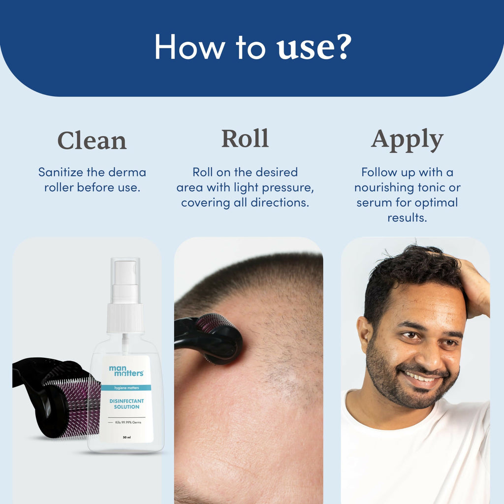 Man Matters Derma Roller 1.00 mm With 540 Titanium Alloy Needles - Promotes Beard Growth & Reduces Acne Scars | Grocsy