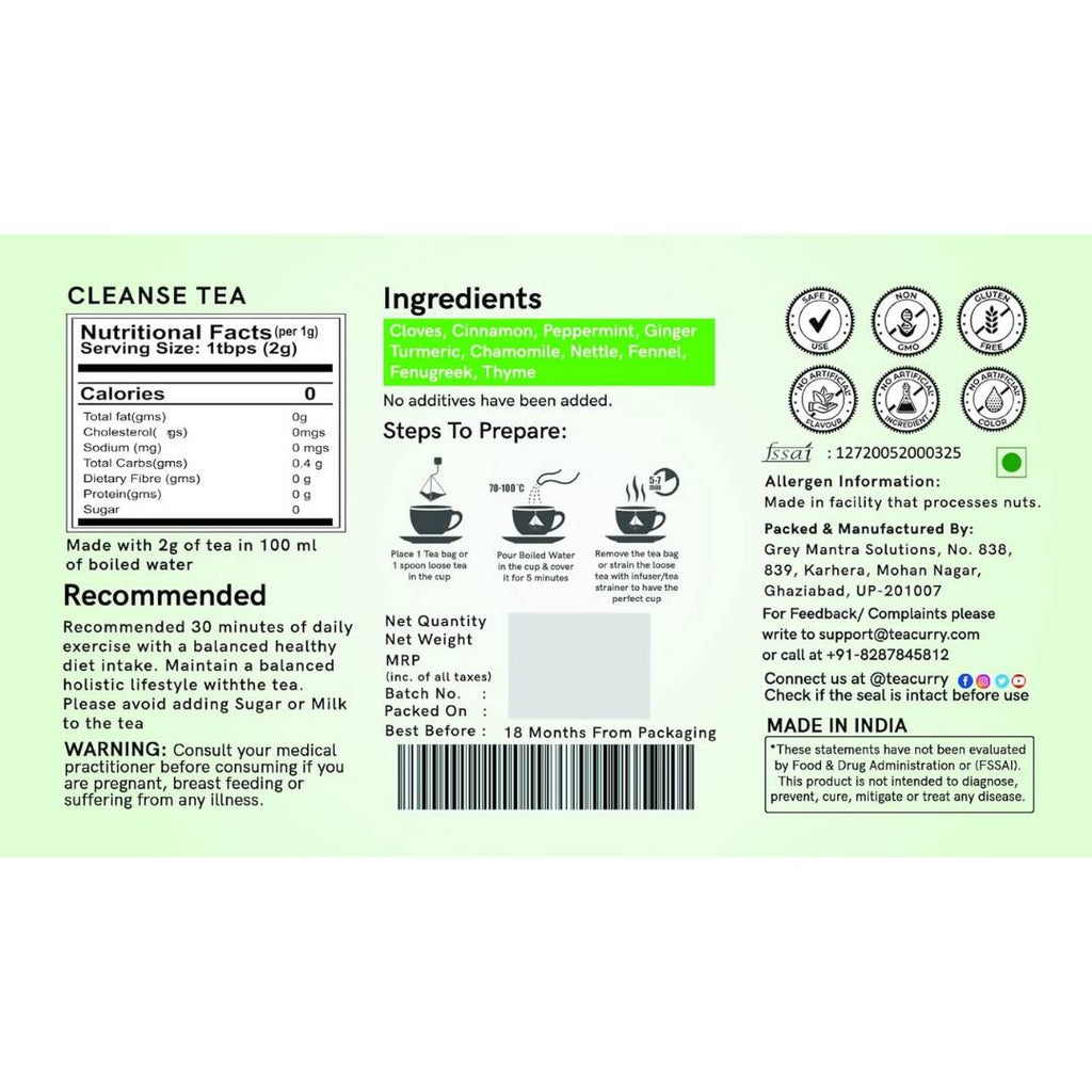Teacurry Cleanse Tea Bags (Anti Alcohol Tea) | Grocsy