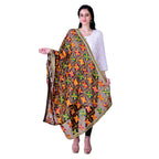 SWI Stylish Embroidered Phulkari Chiffon Coffee Color Dupatta | Grocsy