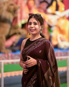 Exclusive Collection Beautiful Brown Pure Cotton Woven Handloom Saree With Running Blouse Piece | Grocsy