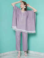 Women Republic Purple Cotton Kafttan With Palazzo | Grocsy