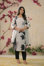 Ethnic Festive Wear Muslin Off White Stitched Suit With Dupatta - Tanisha | Grocsy