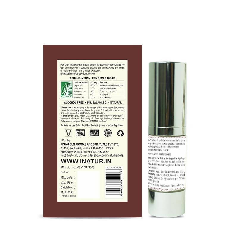 Inatur Argan Face Serum For Men | Grocsy