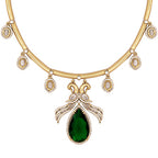 Nuyug 18K Gold Plated Pear Drop Emerald Edge Necklace Set | Grocsy