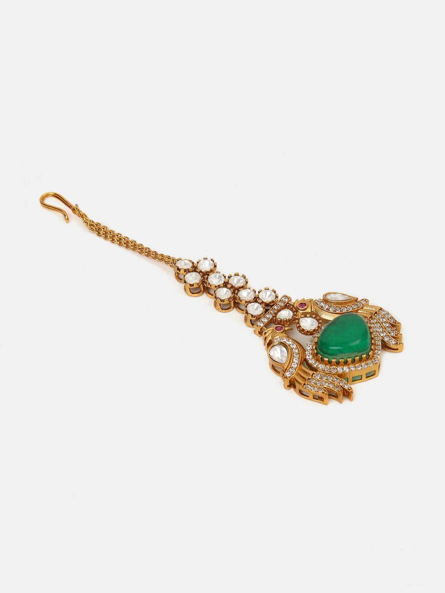 Ruby Raang Heart Kundan Maang Tikka | Grocsy