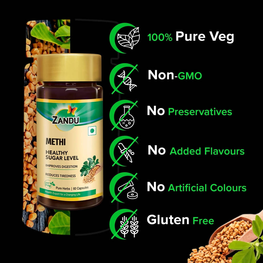 Zandu Methi Healthy Sugar Level Capsules | Grocsy