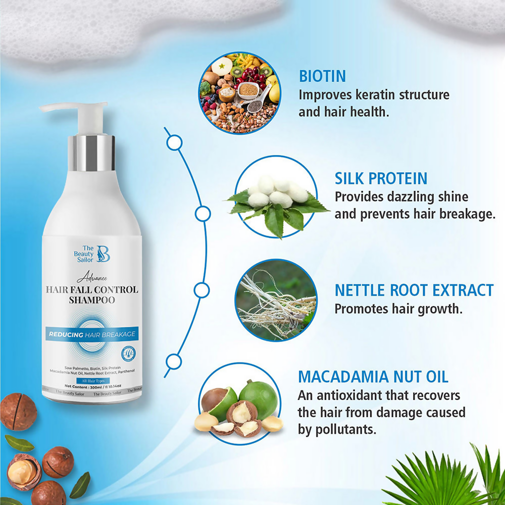 The Beauty Sailor Advance Hair Fall Control Shampoo With Silk Protein For Longer Stronger Hair | Grocsy