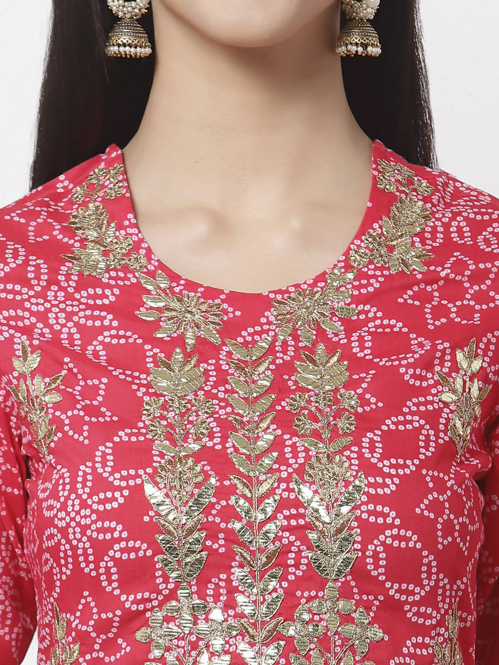 Myshka Women Red Viscose Printed 3/4 Sleeve Round Neck Kurta | Grocsy