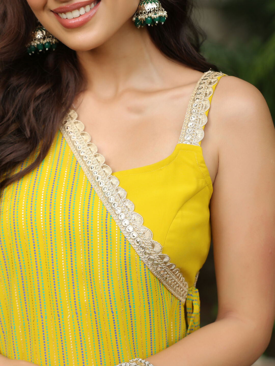 Janasya Yellow Georgette Solid Top Bottom Cape | Grocsy