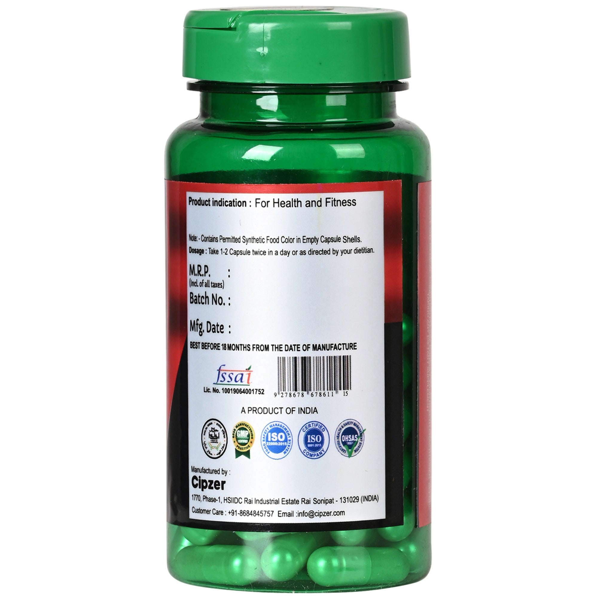 Cipzer Fitness Nutrition Maximum Strength Capsules | Grocsy