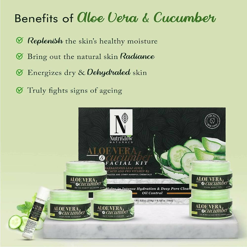 NutriGlow NATURAL'S Aloe Vera Cucumber Facial Kit | Grocsy