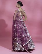 House of Panchhi Burgundy Net Sequinse Work Lehenga & Blouse with Dupatta | Grocsy
