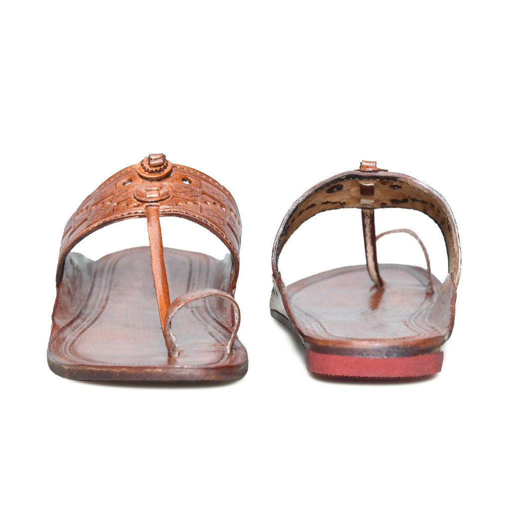 Stepsoft Men'S Leather Kolhapuri Chappals – Handcrafted Ethnic Flats (Brown) | Grocsy