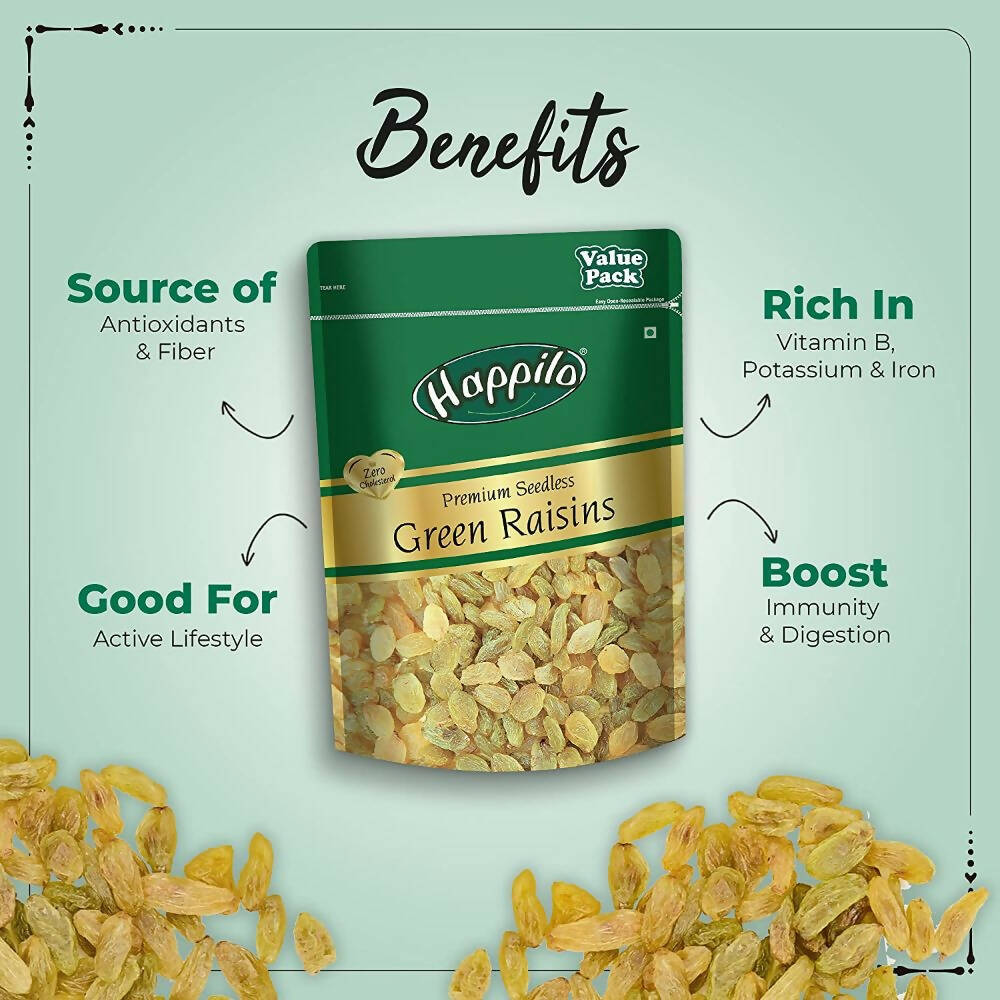 Happilo Premium Super Value Combo (Californian Almonds, Whole Cashews, Pistachios, Seedless Green Raisins) | Grocsy