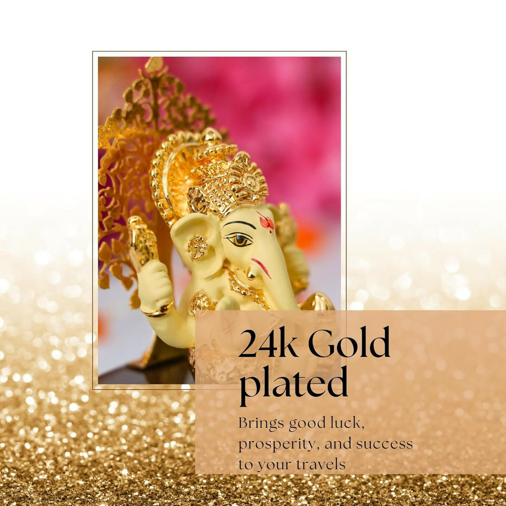 House Of Wemy Gold-Polished Lord Kalpavrikshya Tree Ganesha Idol | Grocsy