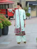 Joban Fashion Sky Blue Positive Digital Print With Position Foil Kurta Set | Grocsy