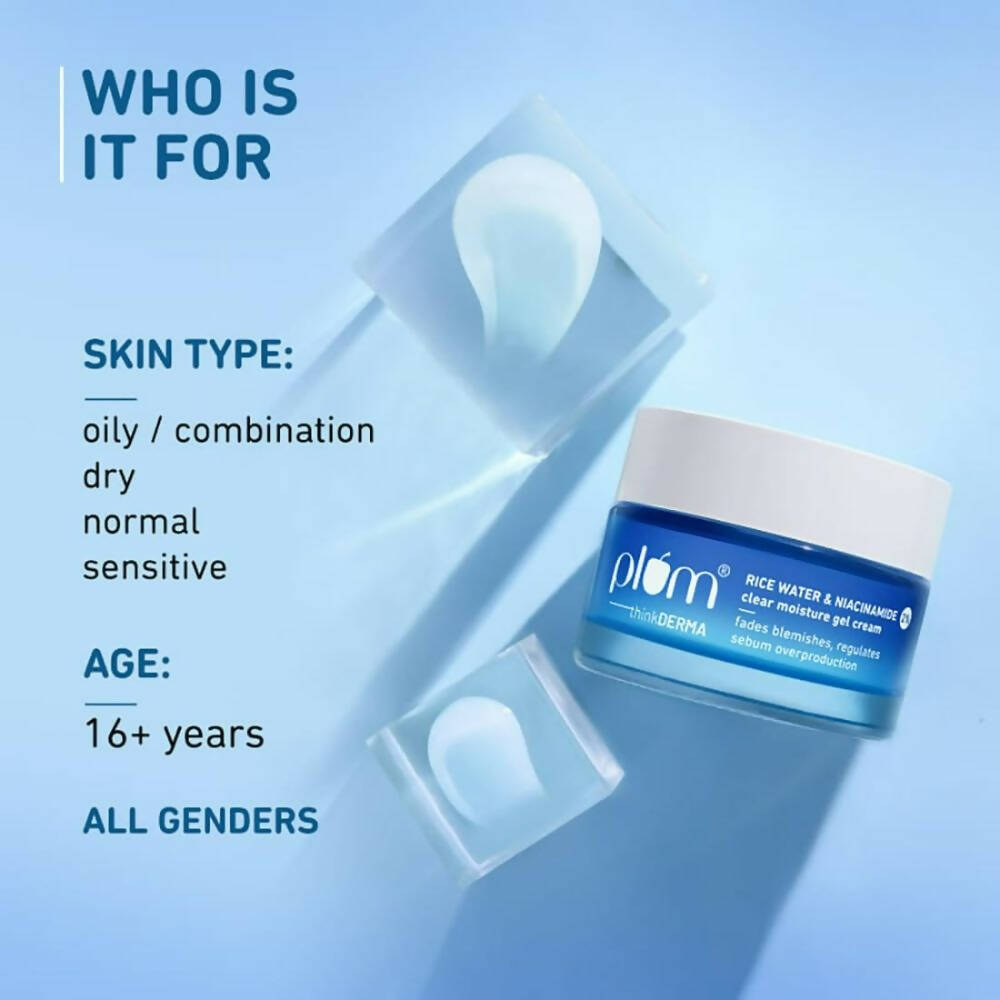 Plum Thinkderma 2% Niacinamide & Rice Water Clear Moisture Gel Cream | Grocsy