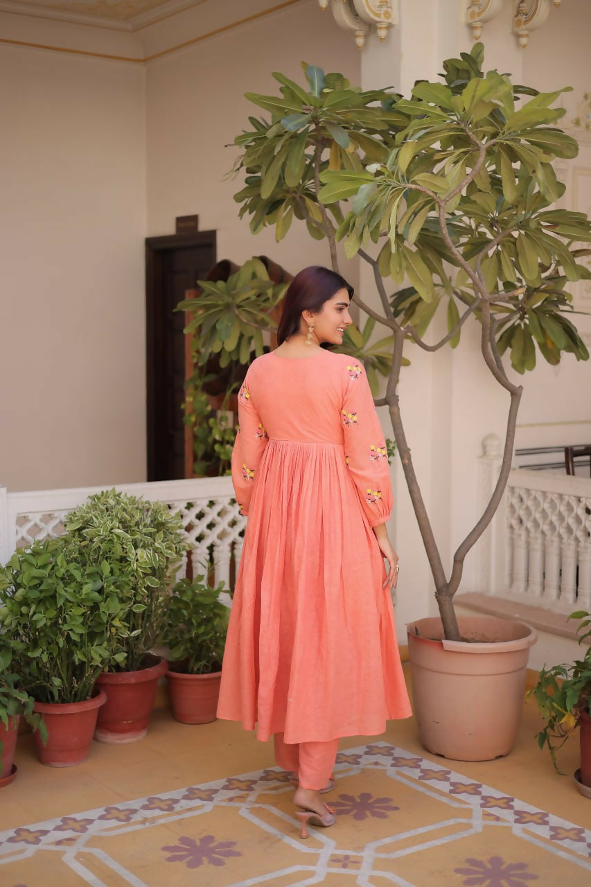 Teeya Creation Womens New Summer Wear Cotton Fabric With Embroidered Work Gown Set | Grocsy