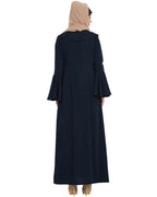 Bashariya Long Cardigan With Bell Sleeves Without Inner Abaya NavyBlue | Grocsy