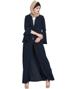 Bashariya Long Cardigan With Bell Sleeves Without Inner Abaya NavyBlue | Grocsy