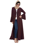 Bashariya Long Cardigan With Bell Sleeves Without Inner Abaya - Wine | Grocsy