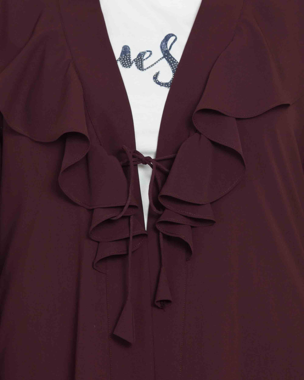 Bashariya Long Cardigan With Bell Sleeves Without Inner Abaya - Wine | Grocsy