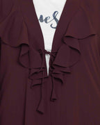 Bashariya Long Cardigan With Bell Sleeves Without Inner Abaya - Wine | Grocsy