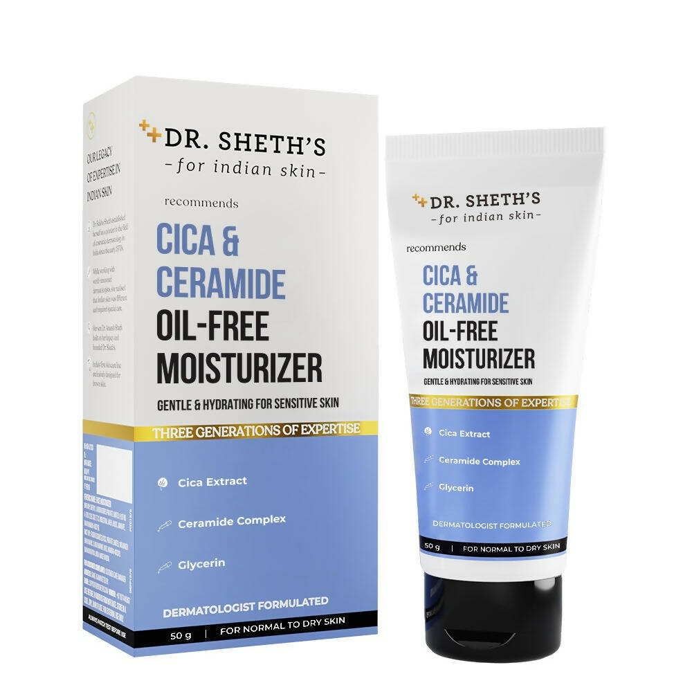 Dr. Sheth's Cica & Ceramide Oil-Free Moisturizer Deeply Hydrates & Nourishes, For Normal to Dry Skin | Grocsy
