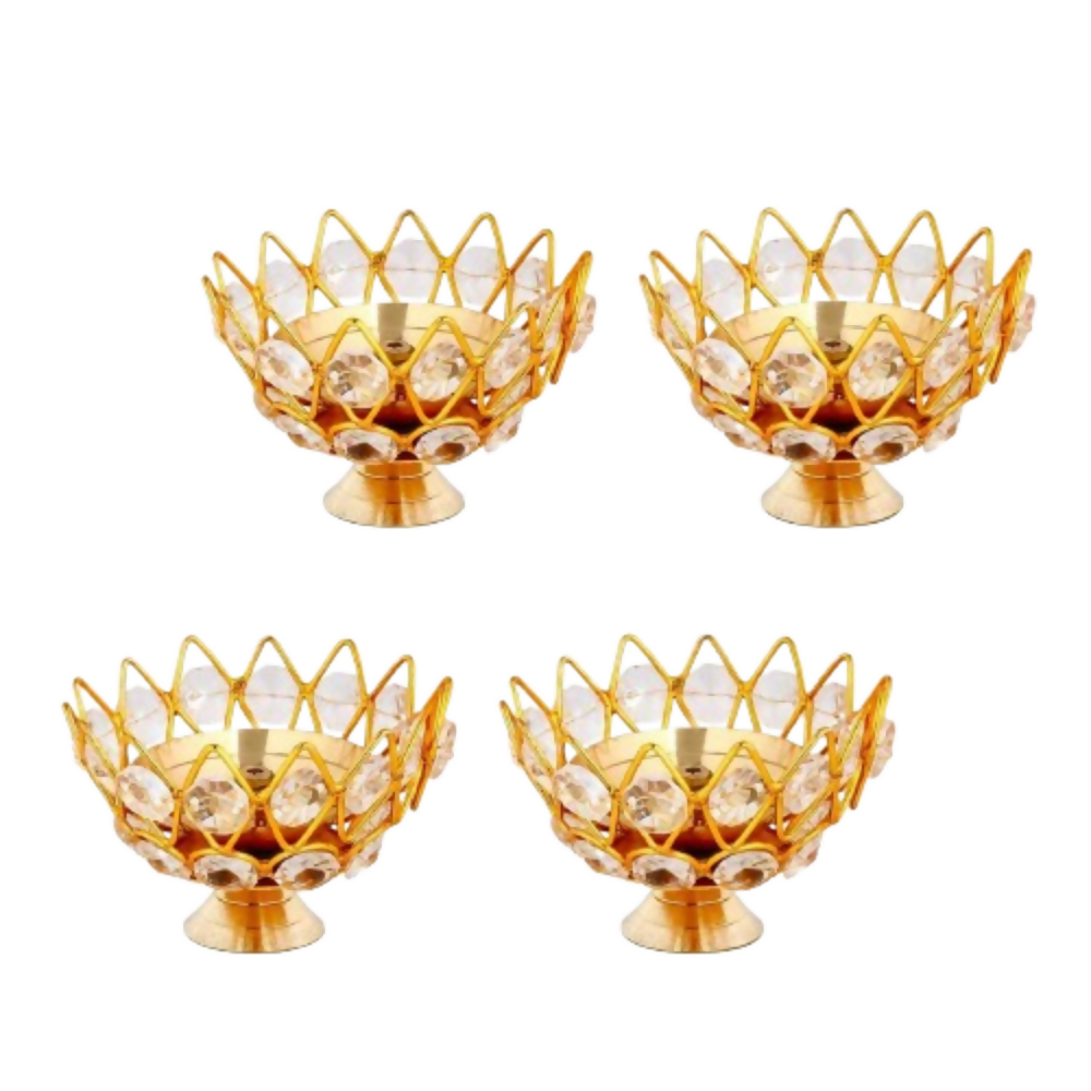 Collectible India Diwali Diya Crystal Round Akhand Diya | Grocsy