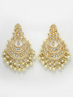 NVR Women Gold-Polished Kundan Chandbali Earrings | Grocsy