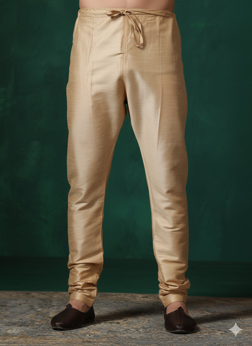 Zavaya Beige Plain Dupion Silk Churidar | Grocsy