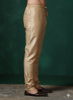 Zavaya Beige Plain Dupion Silk Churidar | Grocsy