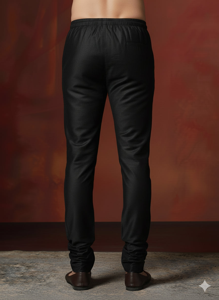 Zavaya Black Plain Dupion Silk Churidar | Grocsy