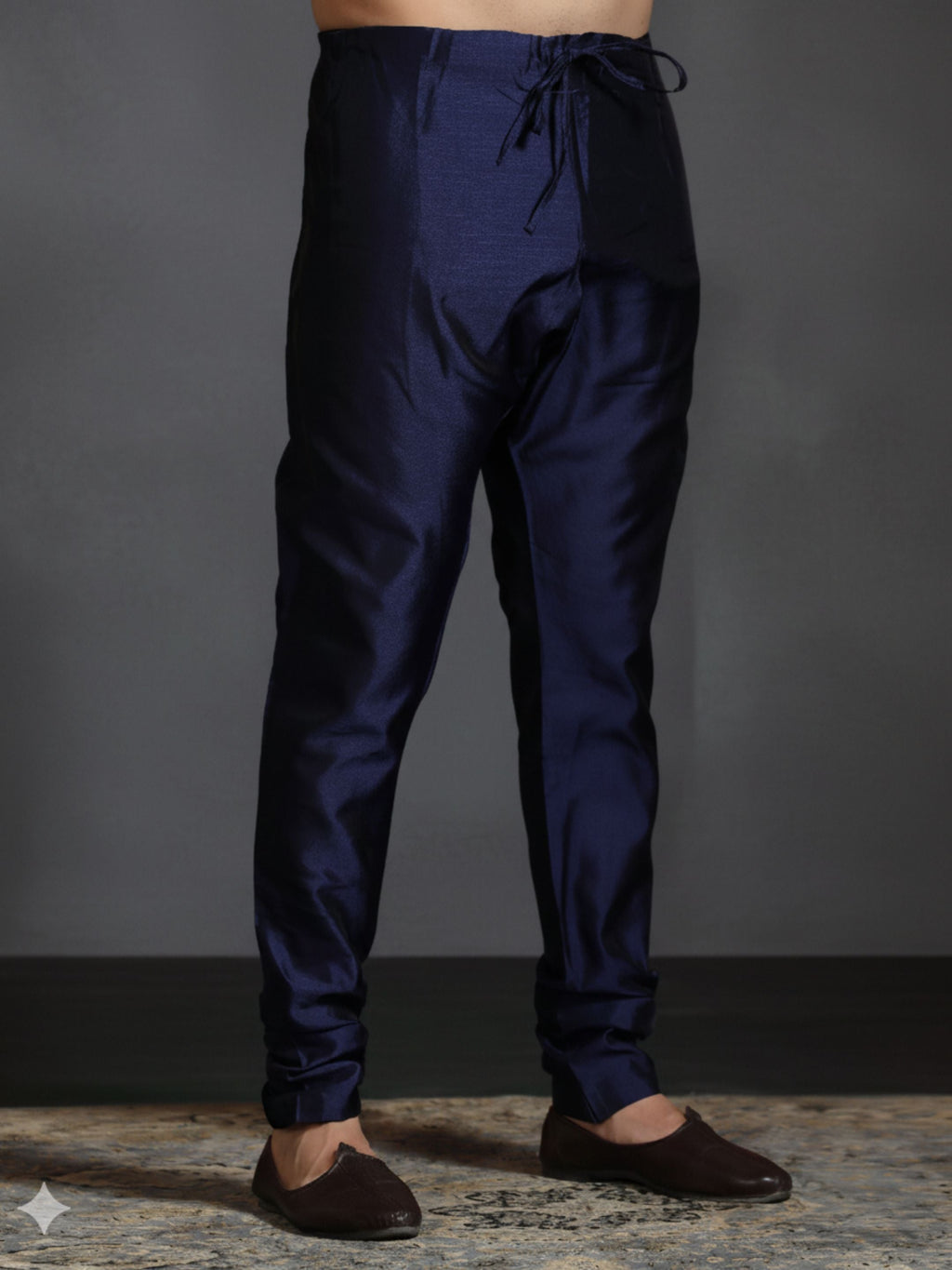 Zavaya Navy Blue Plain Dupion Silk Churidar | Grocsy