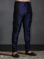 Zavaya Navy Blue Plain Dupion Silk Churidar | Grocsy