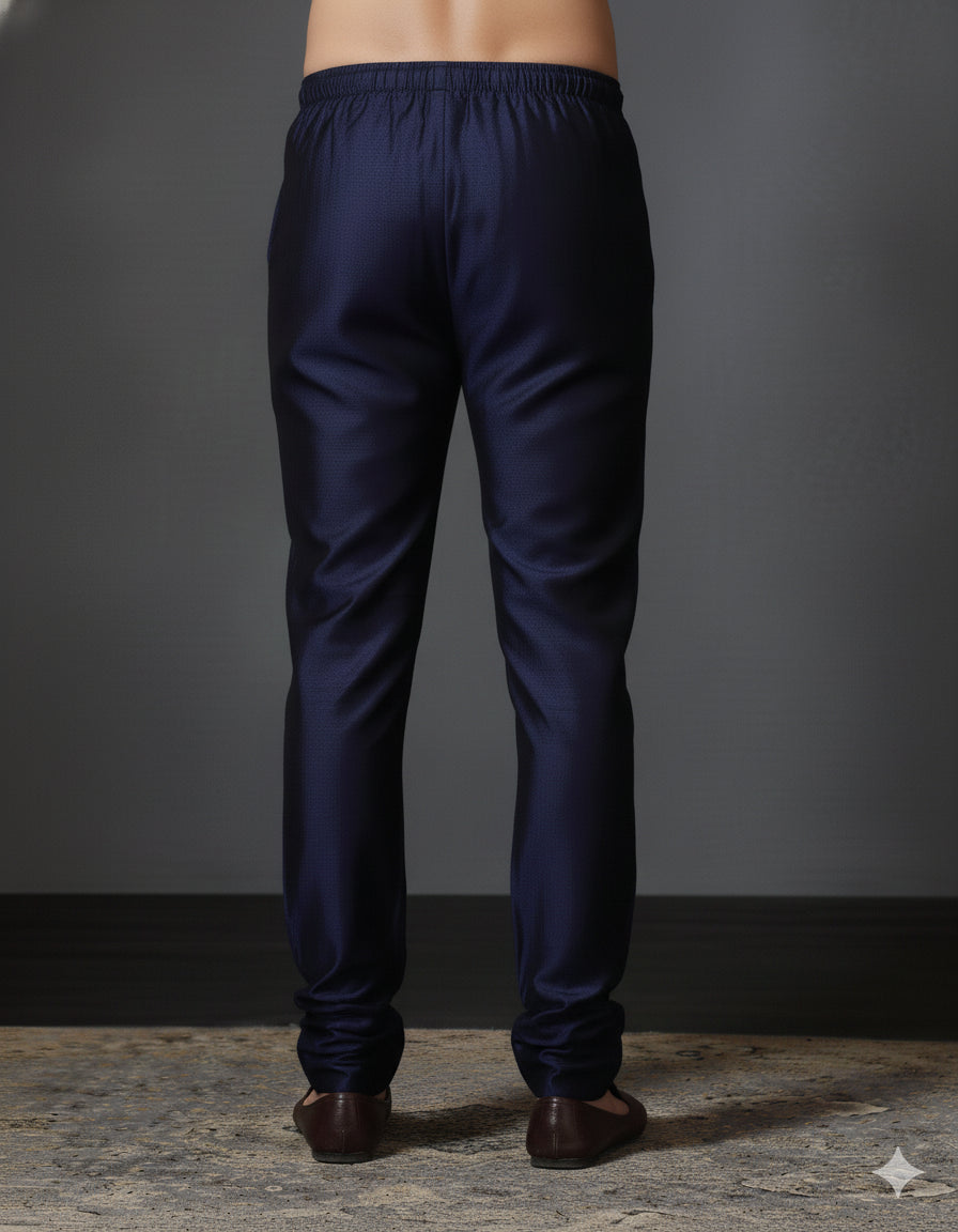 Zavaya Navy Blue Plain Dupion Silk Churidar | Grocsy