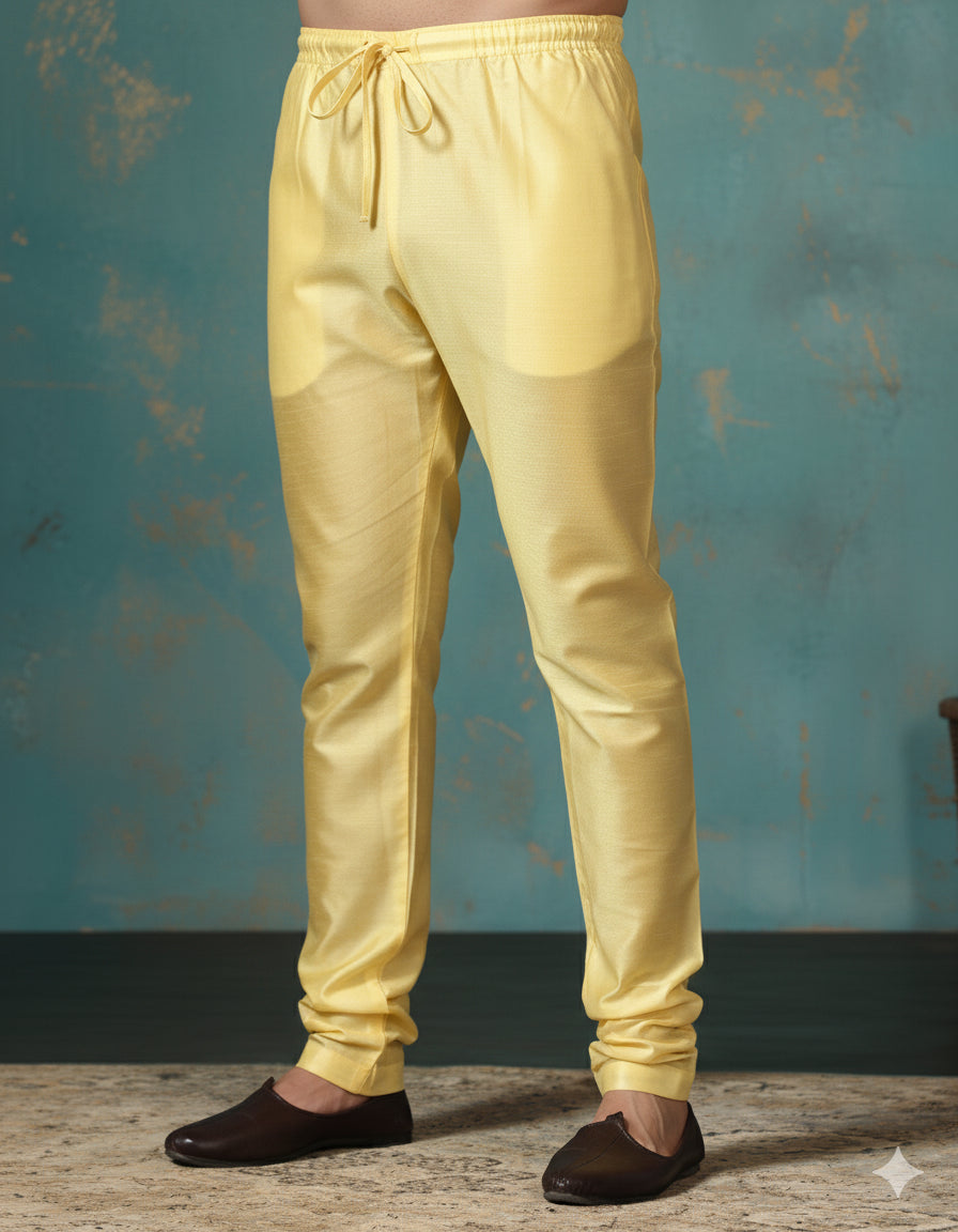 Zavaya Golden Plain Dupion Silk Churidar | Grocsy