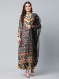 Ahalyaa Women's Multi Colour Crepe Digital Patola Printed Kurta Palazzo Set With Dupatta | Grocsy