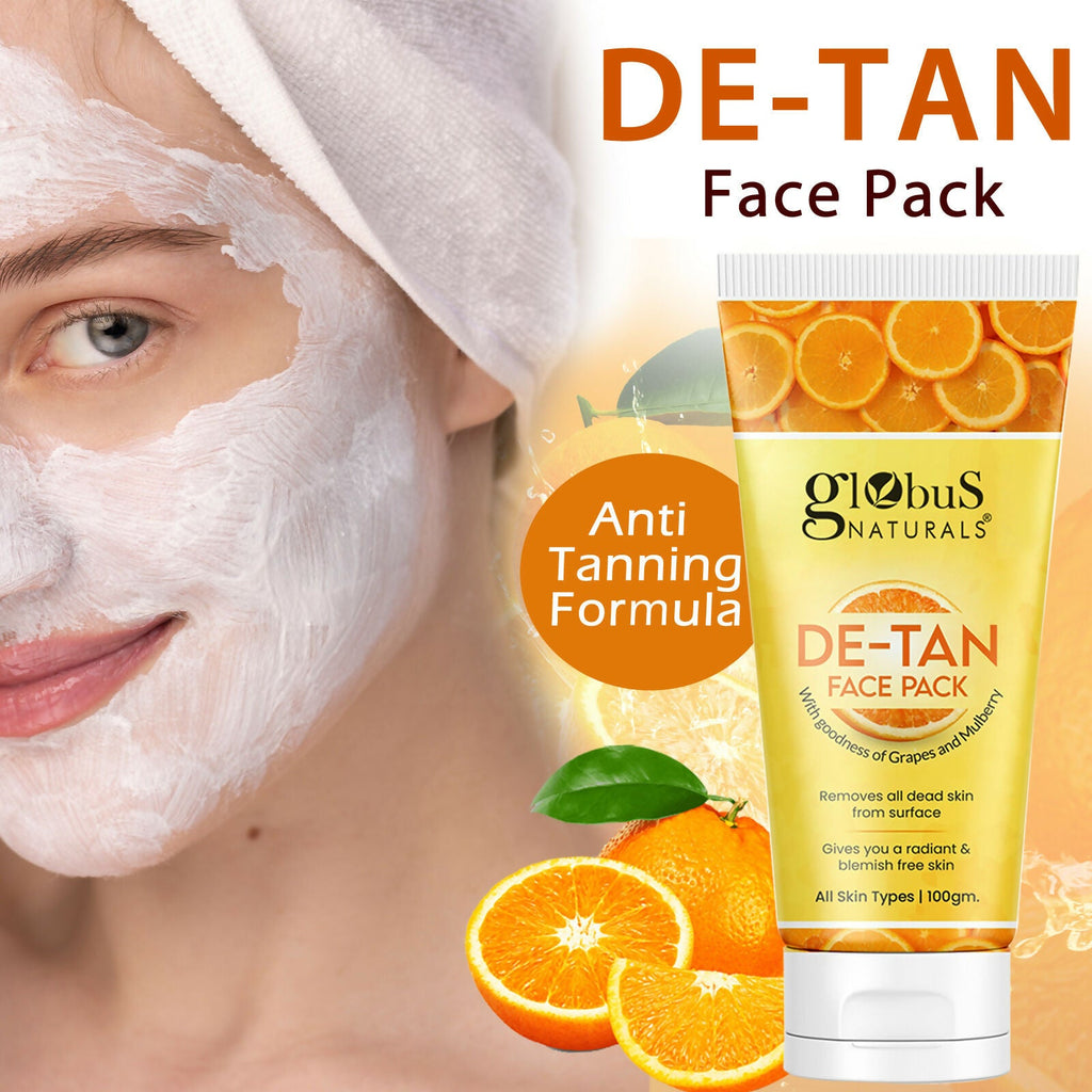 Globus Naturals De Tan Face Pack, Suitable For All Skin Types | Grocsy