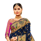 Vamika Royal Blue Designer Weaving Banrasi Silk Saree | Grocsy