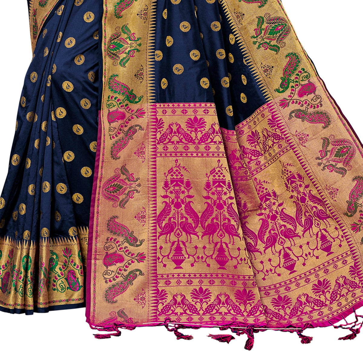 Vamika Royal Blue Designer Weaving Banrasi Silk Saree | Grocsy