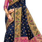 Vamika Royal Blue Designer Weaving Banrasi Silk Saree | Grocsy