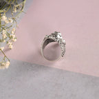 NVR Men Silver-Plated Lion Face Finger Ring | Grocsy
