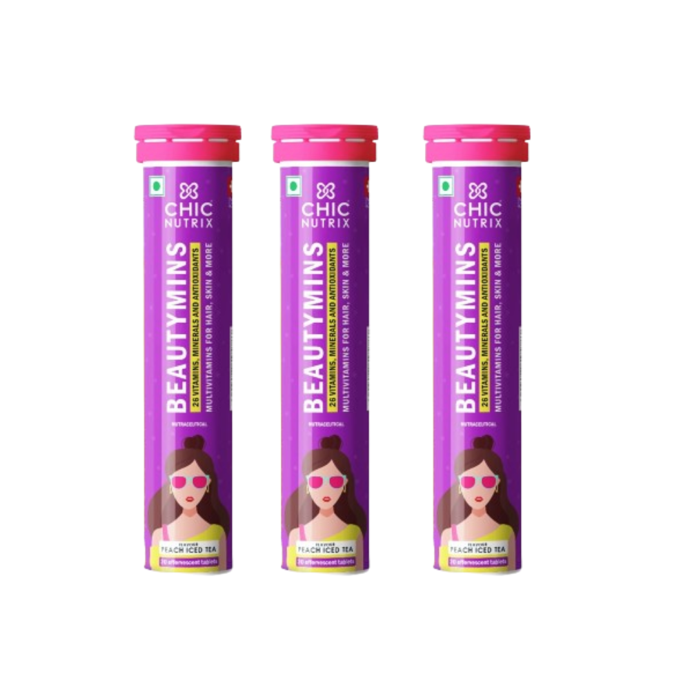 Chicnutrix Beautymins Effervescent Tablets - 26 Vitamins & Minerals Multivitamin For Women, Healthy Hair, Skin & Nails | Grocsy
