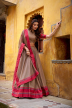 Evanik Pure Chanderi With Thread Work Lehenga Choli | Grocsy