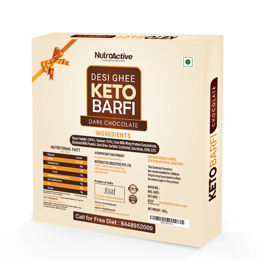 NutroActive Desi Ghee Barfi Hazelnut Chocolate | Grocsy