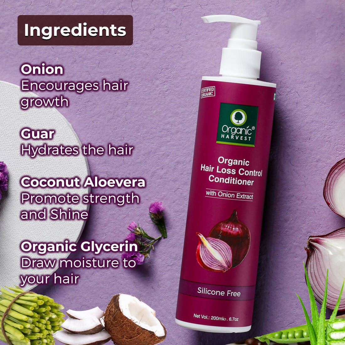 Organic Harvest Organic Hair Loss Control Conditioner With Onion Extract | Grocsy